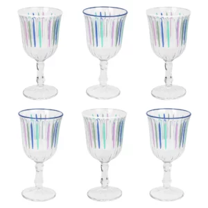 2 verres à pied - blanc et bleu