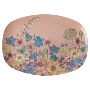 Grande assiette plate mélamine - imprimé "flower collage"