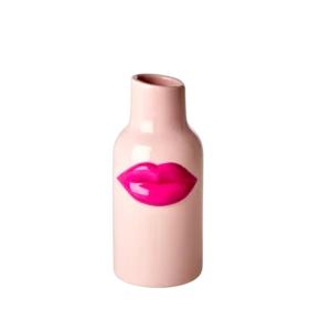 Vase céramique rose avec lèvres fushia