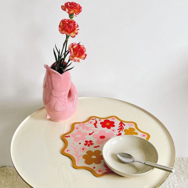 Vase Pichet Poisson céramique rose – Image 2