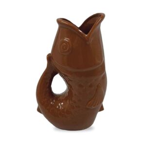 Vase pichet poisson céramique marron