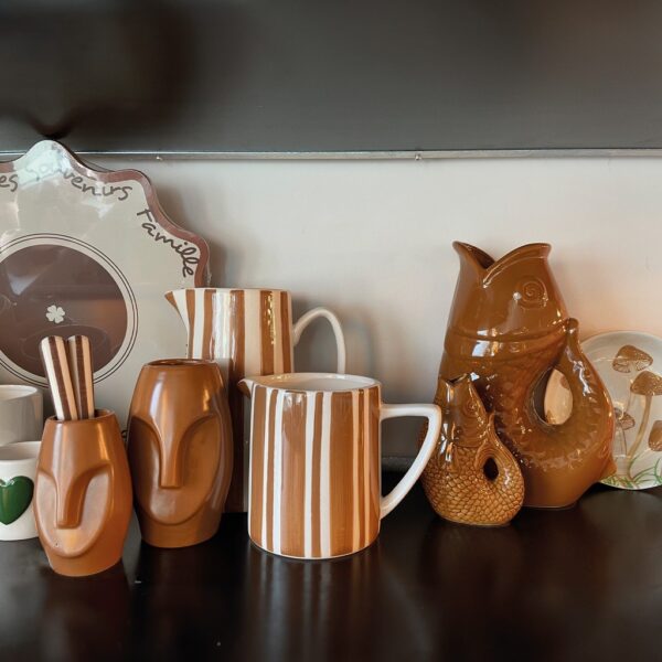 Vase pichet poisson céramique marron – Image 3