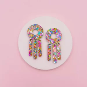 Boucles d'oreilles Bernadette paillettes multicolores