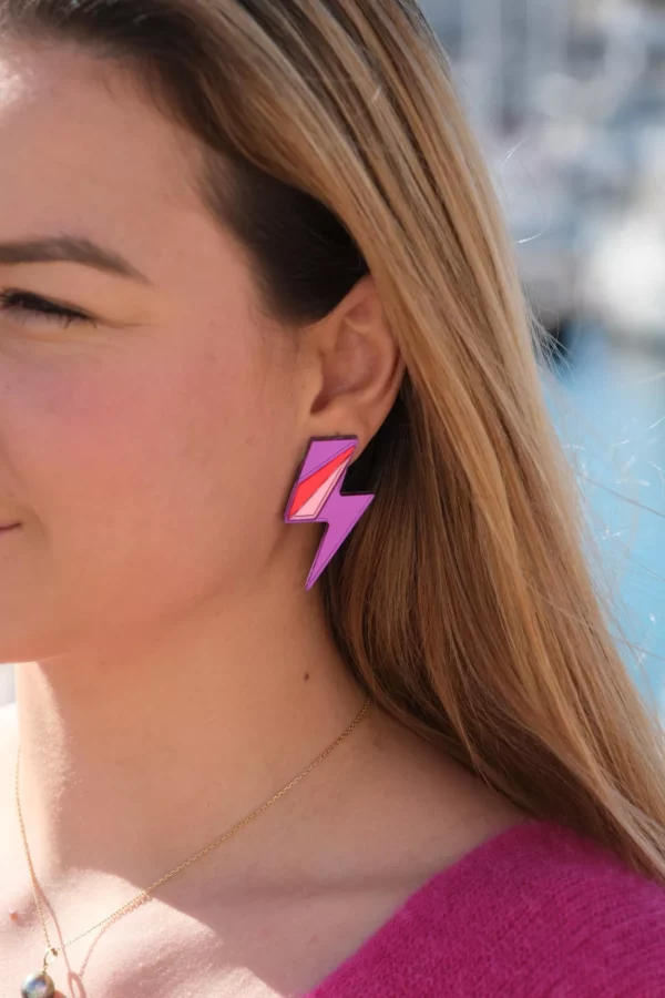 Boucles d'oreilles puces miroirs maxi éclairs – Image 4