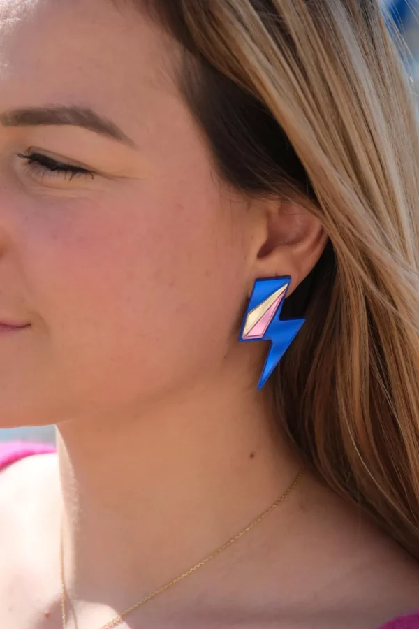 Boucles d'oreilles puces miroirs maxi éclairs – Image 6