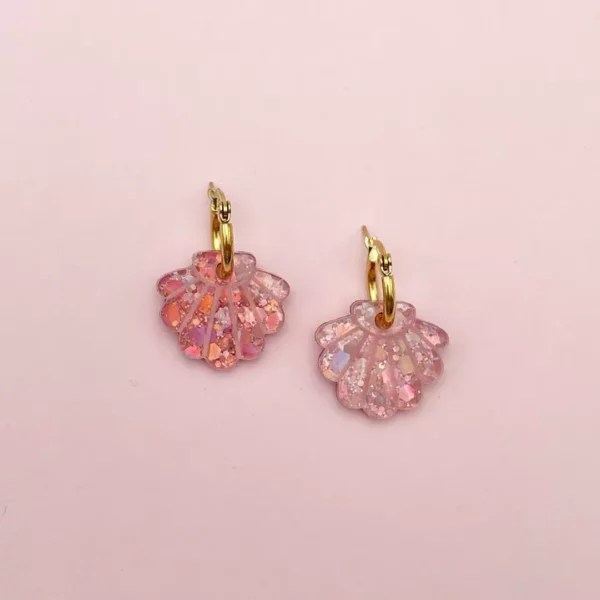 Boucles d'oreilles Créoles coquillages pailletés