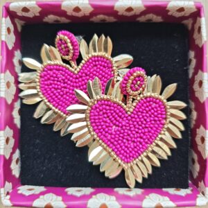 Boucles d'oreilles perles coeur ex-voto