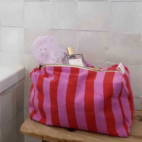 Trousse de toilette Vic rayures orchidée tomato – Image 2