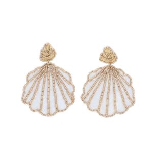 Boucles d'oreilles en perle coquillage dorée