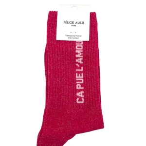 Chaussettes "ça pue l'amour" à paillettes