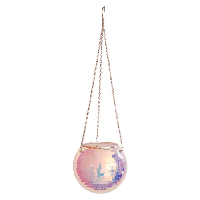 cache-pot-a-suspendre-boule-disco-a-facettes-iridescentes