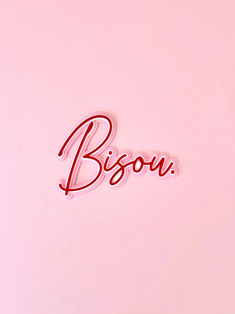enseigne murale plexiglas Bisou rouge et rose – Image 3