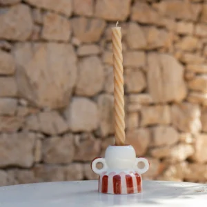 bougeoir-ceramique-raye-terracotta