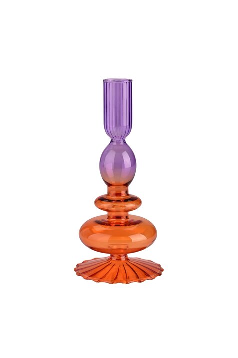 Bougeoir en verre borosilicate lila et orange